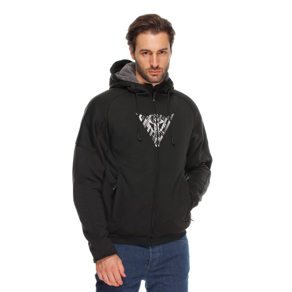 Dainese Bovisa Safety Korumalı Motosiklet Hoodie Ful Zip Black Wht