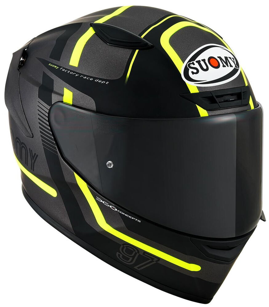 Suomy Track-1 Kapalı Motosiklet Kaskı Ninety Seven Gun Metal Yellow