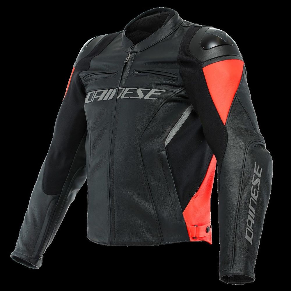 DAINESE CEKET RACING 4 LEATHER JACKET/BLACK/FLUO-RED